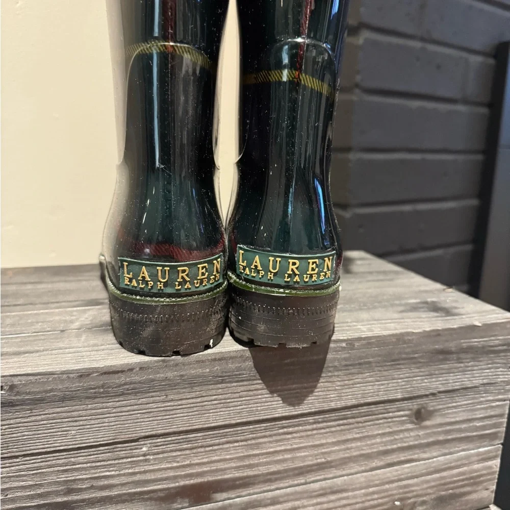 Ralph Lauren Green Plaid Rain Boots - Picture 3 of 11